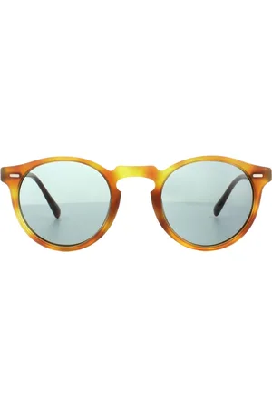 Oliver Peoples Mens Retro Round Semi Matt Havana Indigo Photochromic Sunglasses - , Size: 47x23x150mm - Size 47x23x150mm