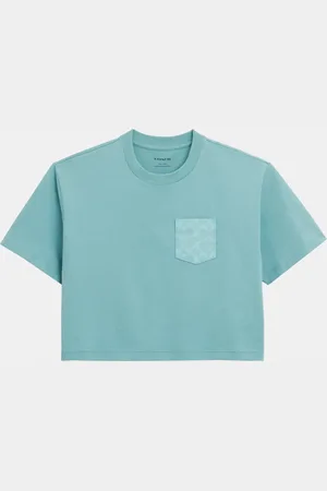 Coach Womens Cropped T-Shirt with Signature Pocket - - Size X-Small