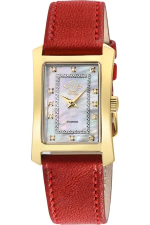 GV2 by Gevril Womens Luino Diamond White MOP Dial,Swiss Quartz Genuine Italian Leather Watch Stainless Steel - One Size