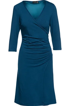 Conquista Womens Faux Wrap Dress in Sustainable Fabric Dark Petrol Color - - Size EU 40 (Womens)