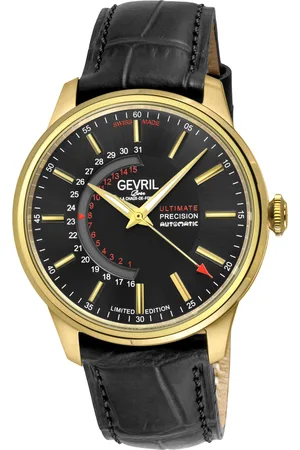 Gevril Mens Guggenheim Sellita SW220 Custom date wheel Genuine Italian Handmade Leather Watch - One Size