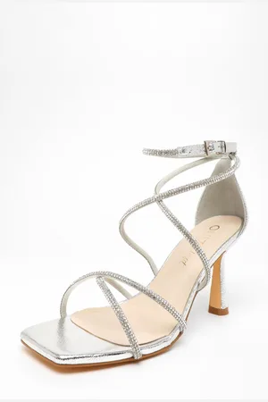 Quiz Womens Wide Fit Diamante Cross Strap Heeled Sandals - Size UK 3