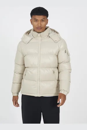 Brave Soul Mens Hooded Padded Puffer Jacket With Detachable Hood - Size Large