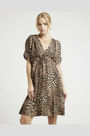 River Island Womens Skater Mini Dress Leopard Print viscose - Size 8 UK