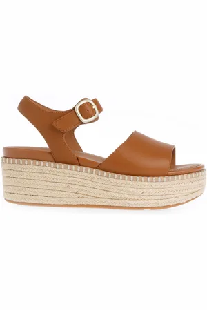 FitFlop Womens Fit Flop Eloise Espadrille Back-Strap Wedge Sandals in Leather (archived) - Size UK 6.5