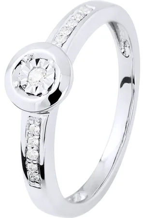 Diadema Womens Diamond Solitaire supported 0,070 Cts Illusion 1 Ct gold - Size I