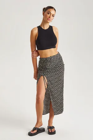 Urban Bliss Womens Floral Ruched Side Midi Skirt - Size 14 UK