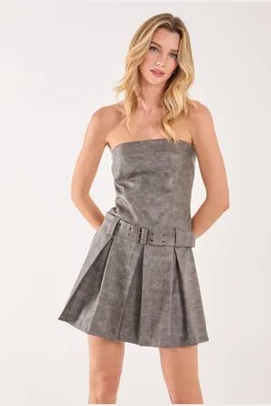 Pink Vanilla Womens Stone Wash Bandeau Pleat Mini Dress - - Size 12 UK