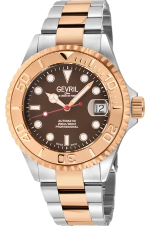 Gevril Mens Wall Street 4753B Swiss Automatic Sellita SW200 SIlver 316L Stainless Steel Case Brown Dial Watch - - One Size