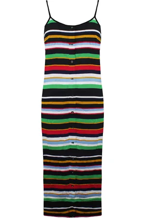 Vans Off The Wall Sleeveless Striped Multicoloured Womens Midi Dress VN0005HW448 - Cotton - Size Large