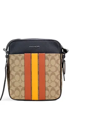 Coach WoMens Hudson 21 Signature Varsity Stripe Coated Canvas Crossbody Bag - - One Size