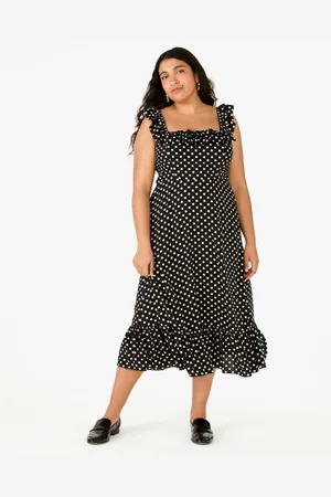 Kate Spade Womens Dot Dot Dot Ruffle Midi Dress - - Size X-Small
