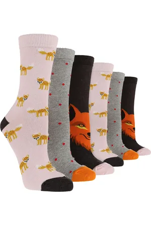 Wild Feet Womens 6 Pack Ladies Fun Design Socks