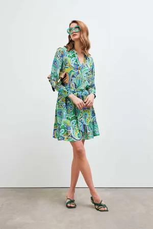 Gusto Womens Shawl Patterned Viscose Dress in - Size Large
