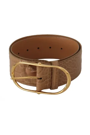 Dolce & Gabbana Womens Authentic Leather Belt with Engraved Buckle - - Size 75 cm