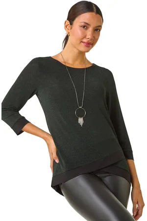 Roman Womens Necklace Trim Shimmer Top - - Size 20 UK