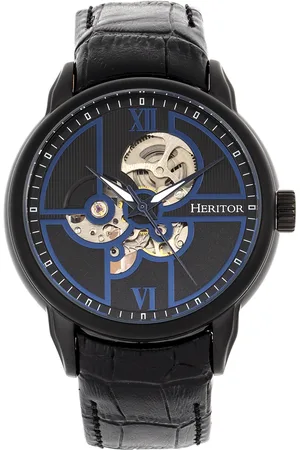 heritor automatic Mens Sanford Semi-Skeleton Leather-Band Watch - Stainless Steel - One Size