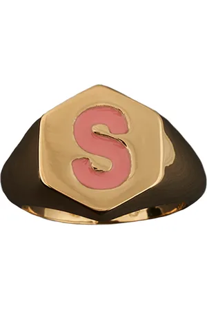 SUPERB Womens Golden Hexagon Coral Ring woman - - Size O