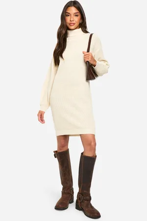 Boohoo Womens Basic Roll Neck Jumper Dress - - Size Small