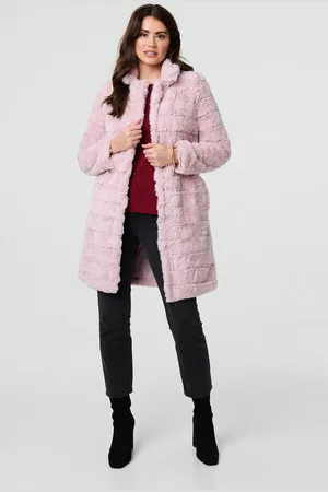 Izabel London Womens Faux Fur Thigh Length Coat - Size 8 UK