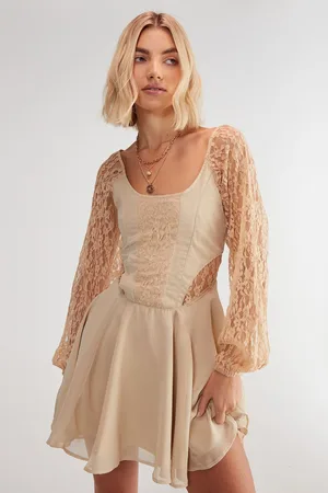 NASTY GAL Womens Lace Insert Skater Mini Dress - - Size 12 UK
