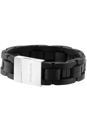 Police : "ARIZONA" BLACK WEAVING LEATHER BRACELET - - One Size