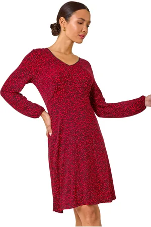 Roman Womens Ditsy Floral Print Lace Trim Stretch Dress - - Size 18 UK