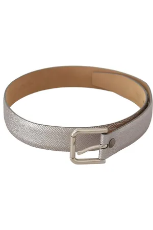 Dolce & Gabbana WoMens Metallic Leather Metal Waist Buckle Belt - Size 65 cm
