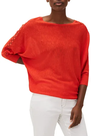 Phase Eight Womens Talia Lace Trim Linen Top - - Size Medium