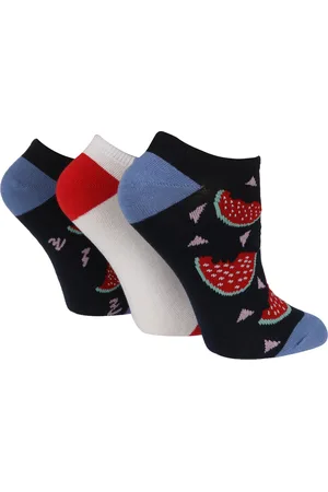 Wild Feet Womens Wild Feet - 3 Pack Ladies Novelty Animal Themed Low Cut Trainer Socks - Cotton - Size UK 4-6.5
