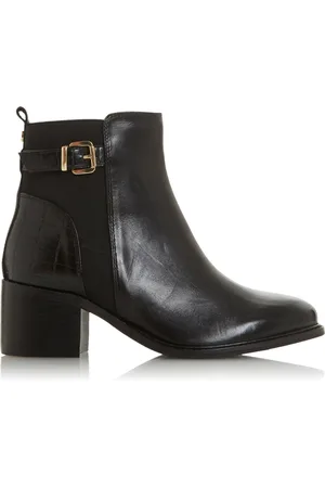 Dune Womens POETIC Buckle Block Heel Ankle Boots - Leather - Size UK 3