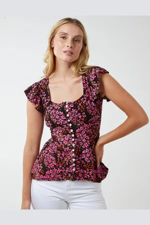 Blue Vanilla Womens SOFIA - Button Front Peplum Top - viscose - Size 10 UK