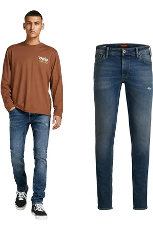 JACK & JONES Liam Original Mens Denim Jeans Low Rise & Skinny Fit, Cotton - Size 30W/32L
