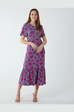 Blue Vanilla Womens Crew Neck Midi Angel Sleeve Tie Back Dress - - Size 14 UK
