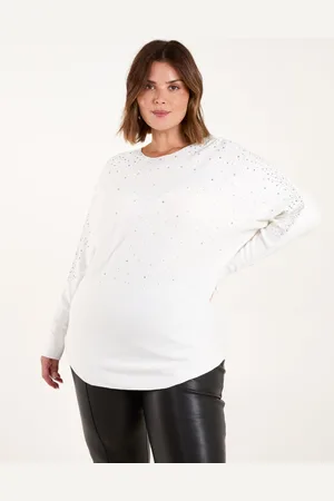 Blue Vanilla Womens Curve Jumper With Silver Sparkle - - Size UK 18-20