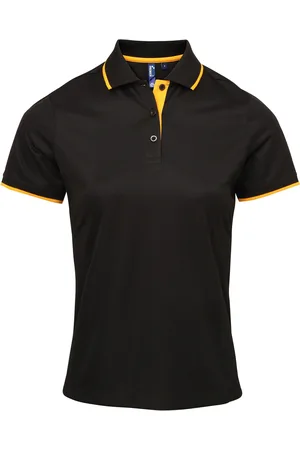 Premier Womens/Ladies Contrast Coolchecker Polo Shirt ( /Sunflower) - Size Large