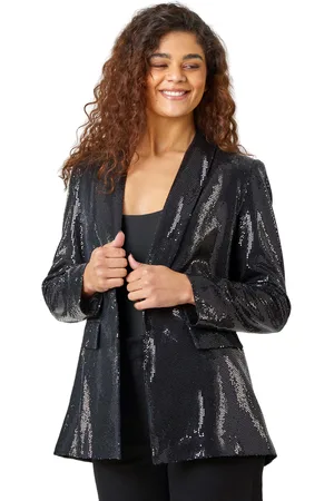 Roman Womens Sequin Shawl Collar Blazer - - Size 12 UK