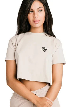 SikSilk Womens Essentials Retro Box-Fit Cropped T-Shirt in Cotton