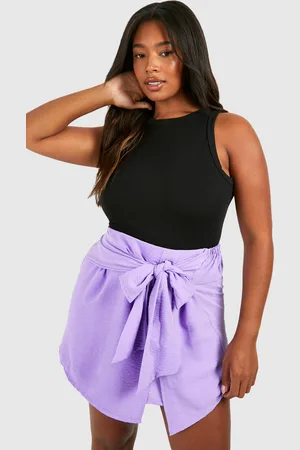 Boohoo Womens Plus Textured Woven Bow Detail Mini Skirt - - Size 26 UK