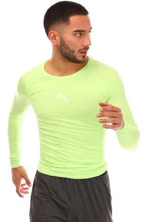 PUMA Mens LIGA Baselayer Long Sleeve T-Shirt in Lime - - Size Small