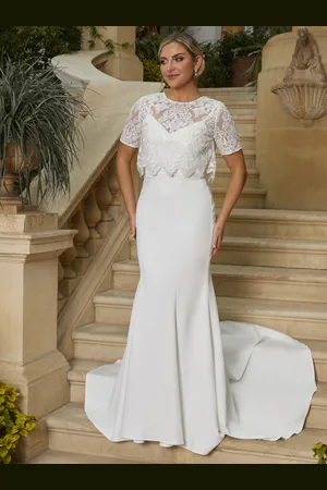 Chi Chi London Womens Lace Overlay Bodice Maxi Wedding Dress in - Size 8 UK