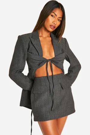 Boohoo Womens Herringbone Pocket Detail Mini Skirt - - Size 14 UK