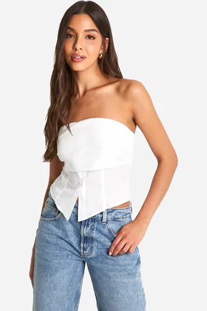 Boohoo Womens Ruched Bandeau Split Hem Corset - - Size 14 UK