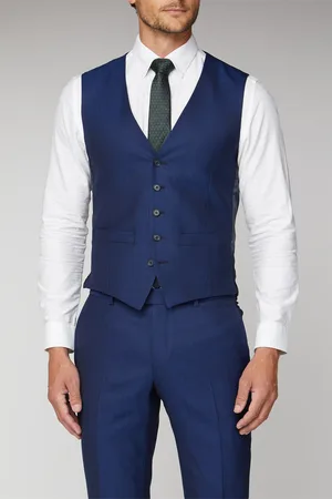 Racing Green Mens Texture Tailored Fit Waistcoat - Size 46 Regular