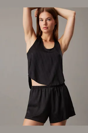 Calvin Klein SATIN JACQUARD Womens Shorts Pyjama Set - Size Medium