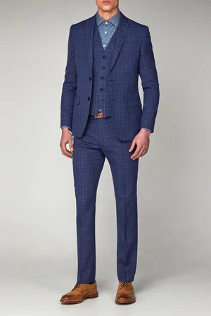 Limehaus Mens Bright Check Skinny Fit Suit - Size 40 Long