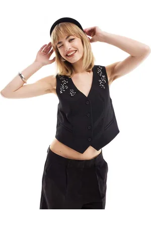 AllSaints Womens AllSaints Atlas bead embellished waistcoat in - Size 4 UK