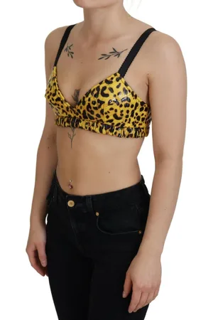 Dolce & Gabbana WoMens Leopard Cropped Bustier Corset Bra Top Pu - Size EU 40 (Womens)