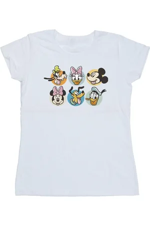 Disney Womens/Ladies Mickey Mouse And Friends Faces Cotton T-Shirt - Size Large