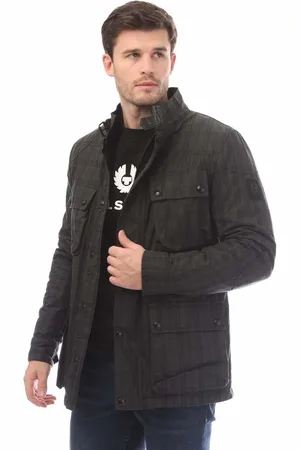Belstaff Mens Hollingworth Plaid Waxed Cotton Fieldmaster Jacket in - Size 2XL